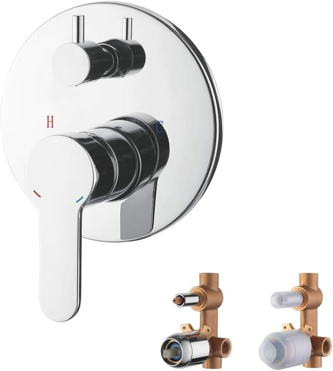 Ibergrif - Single Lever Concealed Bathtub-Shower Mixer Tap with Valve Body, Chrome, Silver