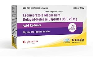 Glenmark Therapeutics Esomeprazole Magnesium USP 20mg, Delayed Release Capsules, Treats Frequent Heartburn, 42 Capsules