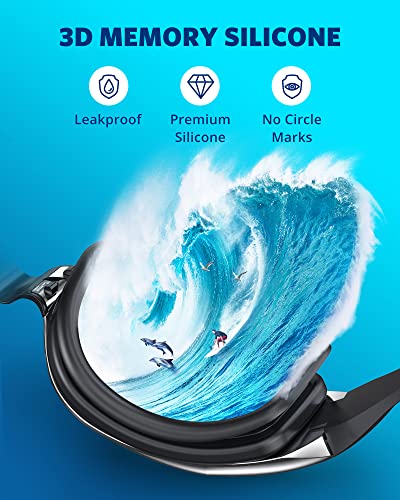 Aegend Swim Goggles 2-Pack, No Leaking Anti-Fog UV Protection Mirrored Swim Glasses for Adult Men Women, Wide View Outdoor