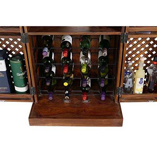 Fab Furnish Brauner Sheesham Kompakter Heim-Barschrank für Wein- und Spirituosen, freistehendes Weinregal und… – Bild 3