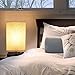 Dimmable Bedside Table Lamp, KINGSO UL Listed Plug In Nightstand Lamp With Dimmer Knob Switch E26 Fabric Shade Minimalist Solid Wooden Base For Bedroom Living Room Foyer Baby's Room Adult Children