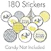 Yellow Elephant Welcome Baby Kisses Candy Stickers, Chocolate Drops Labels - 180 Count
