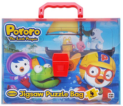 PORORO Jigsaw Puzzles for Kids The Little Penguin Play-time Puzzles of 12/15/24/30 Pieces with Hand Carry Bag