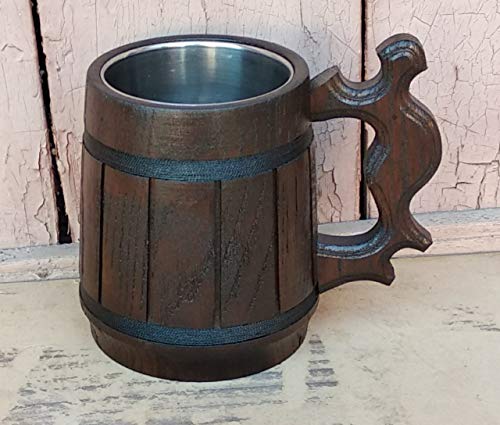 Handmade Beer Mug Wooden Tankard Beer Stein (20 OZ BROWN) Monster Hunter Mug
