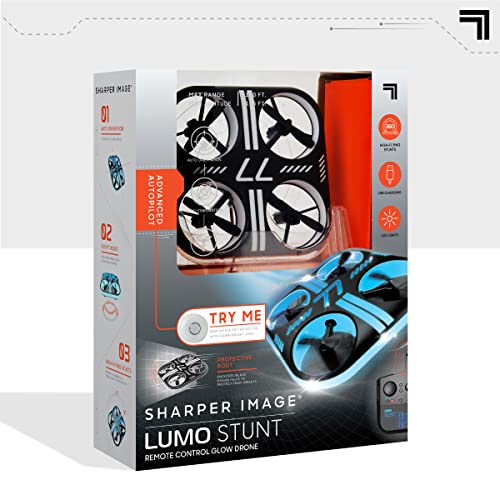 SHARPER IMAGE Lumo Stunt Remote Control LED Glow Drone, 2.4 GHz, Auto
