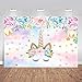 Allenjoy 7x5ft Vinyl Unicorn Theme Party Background Gold Flower Stars Sky Photography Backdrop for Children Newborn Birthday Dessert Table Decoration Banner Baby Shower Photo Studio Photobooth