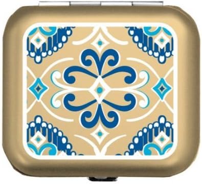 Light Weight Metal Divided Pill Box Pillbox Case New Hinged - Coral Skies Seascape