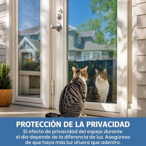 Película de Ventana,Vinil para Ventana Bloquea Calor Anti-UV Protector, Película Aluminio Vidrio Adhesiva Privacidad Espejo Unidireccional para Sala Cocina Oficina Hogar (Negro y Plata, 90X500 CM)