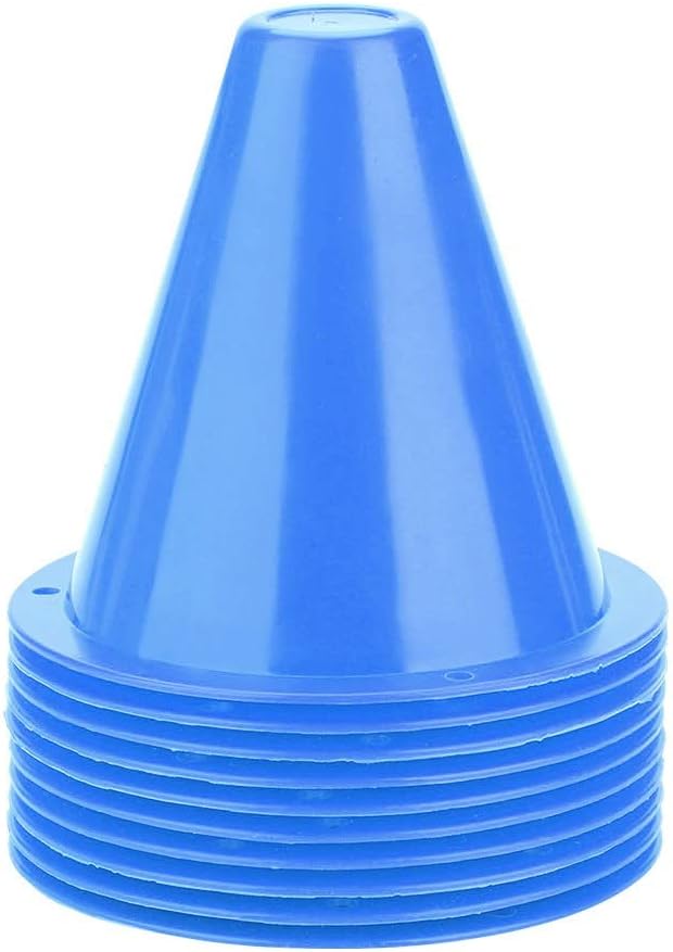 Traffic Cones, Soccer Cones 10 Pcs 3.35 Inch Plastic Sport Training Agility Training Marker Cones for Home Gym Football Training Soccer (Blue)