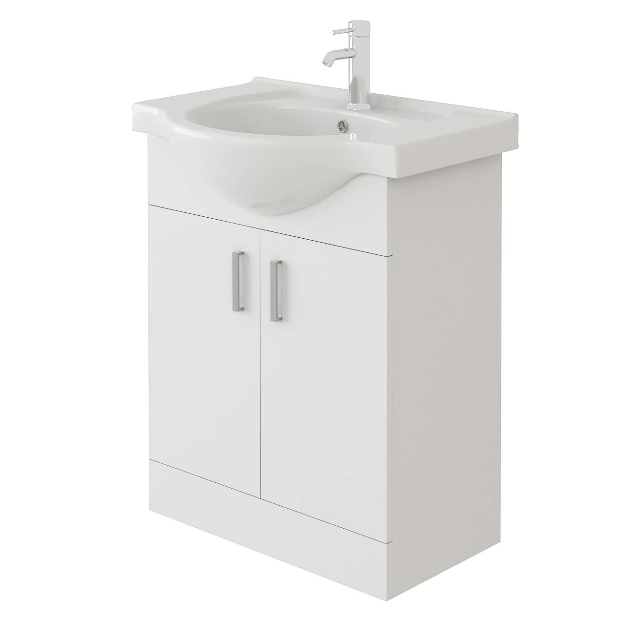 VeeBath VUW650 Linx Bathroom Vanity Basin Sink Cabinet Unit High Gloss White Soft Close Door Hinges Storage Furniture - 650mm