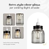 MiniSun Retro Style Brushed Chrome Glass Jar Pendant Light Shade view 2