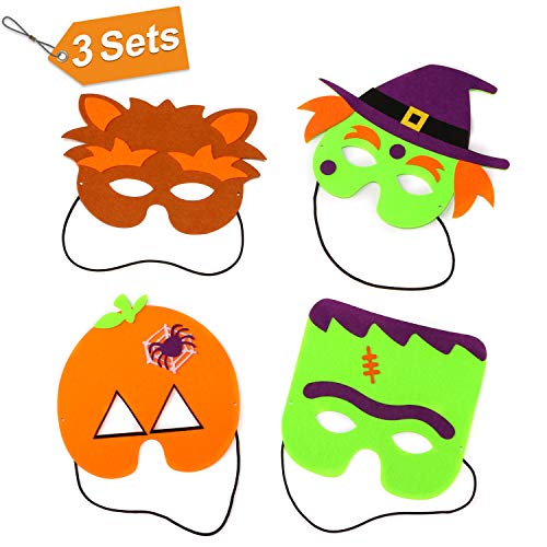 CPPSLEE Halloween Mask Craft Kits- Masks and Cuffs Kit With Stickers, Shapes, Self-Adhesive Foam,Various accessories