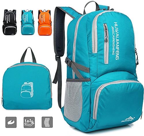 Foldable Backpack Lightweight Water Resistant Daypack for Travel Hiking – Knapsack for Women Men 25L 6.2lb Lake Blue