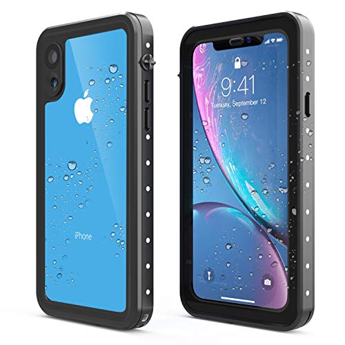 iPhone XR Case, EONFINE Waterproof Full-Body Rugged Premium Hybrid Protective Clear IP68 Waterproof Case for iPhone XR Cases 6.1 inch 2018 Release (Black)