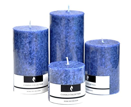 Marigold Stores Decorative Aromatic Sea Breeze Scented Candles Pillar Candles Size 4.5″X2″, 3.5″X2″, 3″X 2″ and 2″X2″. – Set of 4