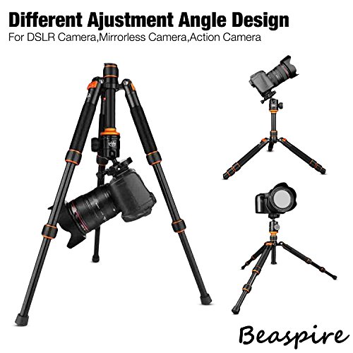 Beaspire Portable Camera Travel Tripod Folding Monopod with 360 Degree Ball Head for Canon Nikon Sony DSLR Cameras,Smartphones