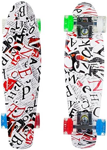 WINMI 22" Complete Skateboard with Bendable Deck and Smooth PU Casters for Kids Boys Girls Youths Beginners, 200 Ibs.