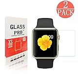 Apple Watch 42mm Tempered Glass Screen Protector, supertima [Only cover flat area][9H Hardness][Scratch Resistant][Anti-Fingerprint][Anti-Bubble] screen protector for Apple Watch 42mm - 2 PACK