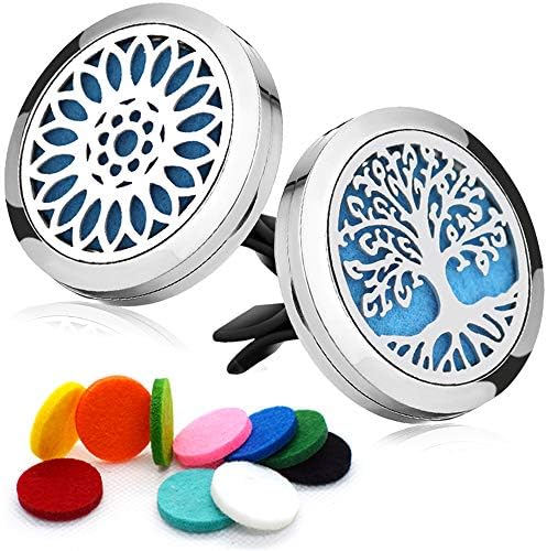 PAWALT 2 Packs Car Diffuser Vent Clip Stainless Steel Car Diffuser Essential Oils Aromatherapy Car Vent Decorations with Felt Pads