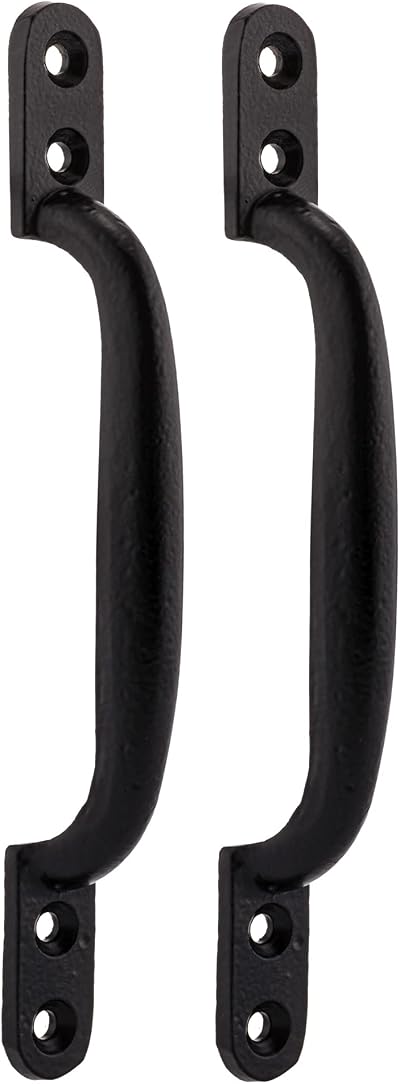 XFORT 2 Pack Black Cast Iron Pull Handles for Gates Barn Shed Doors