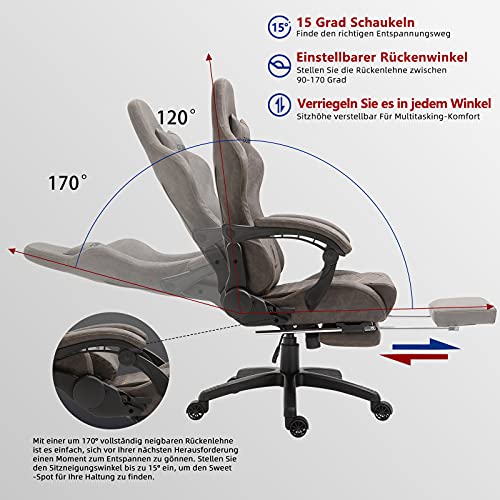 Dowinx-Silla-para-Gaming-de-Oficina-de-Escritorio-con-Masaje-y-Soporte-Lumbar-Estilo-Vintage-Silla-giratoria-de-Cuero-PU-con-Respaldo-Alto-y-Ajustable-con-reposapies-marron