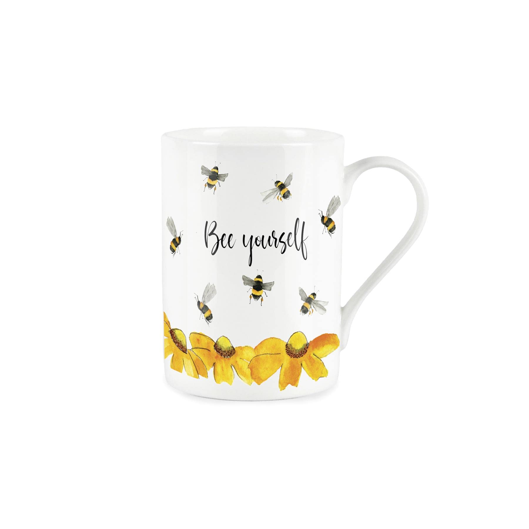 Positivity Bee Mug - Bee Yourself Bumble Bee Gift - Bone China White Mug Coffee/Tea Present