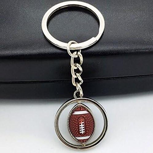 Cute Creative Rugby Ball Keychain 3D Sports Key Chain Rotating Basketball Ball Keyring Link Key Chain Ring Keyfob Birthday Gift