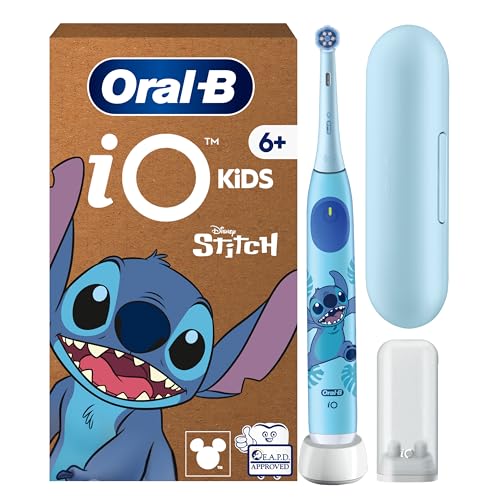 Oral-B iO Kids 6 Plus Disney Stitch Elektrische Zahnbürste für Kinder — Electric Toothbrush ab 6 Jahren, Inkl. 1 Aufsteckbürste, Reise-Etui, Musik-Timer und 3 Putzmodi für Zahnpflege — Blau