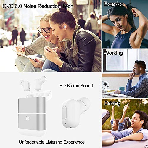 Zagzog Bluetooth Headphones Wireless V5.0 Noise-Cancelling Waterproof In-Ear Sport Earphones Portable Siri Support Built-In Mic Earbuds with 1600mah Charging Case and Powerbank for iOS Android