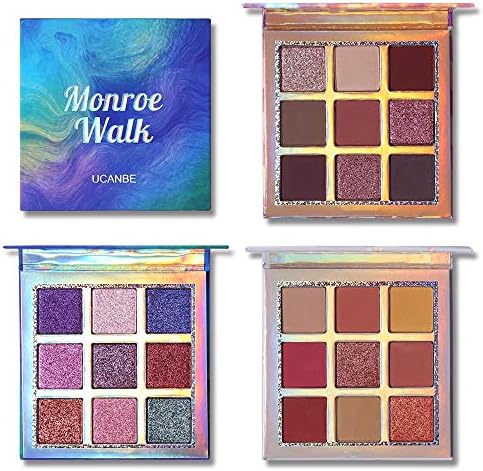 UCANBE Professional Eye shadow Palette Pigmented Matte Shimmer 9 Colors Eyeshadow Palette Blendable Waterproof Long Lasting Eye Shadow Makeup (Set of 3)