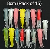 JSHANMEI Mixed Colors Glow in Dark Luminous Squid Skirts Soft Lures Bait Fishing Tackle Trolling Octopus Lures Hoochies (8cm (pack of 15))
