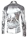 JOGAL Mens Trend Nightclub Styles Metallic Silver Button Down Shirts XXX-Large Silver
