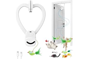 CATPICK Interactive Cat Toys for Indoor Cats Automatic Electric Flying Bird Feather Mouse Toy - Best Kitten & Adult Cat Enrichment Mouse cat Toy Hanging Electric Kitty Toys for Bored Cats