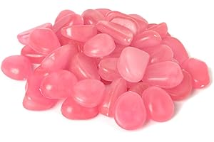 SHINY STONE 100pcs Glow in The Dark Pebbles, Decorative Glow Stone Rocks Gravel, Luminous Pebbles for Outdoor Patio Garden Aquarium Decoration, 305g/0.67lbs, 4/5''-1 1/2'' (Pink)