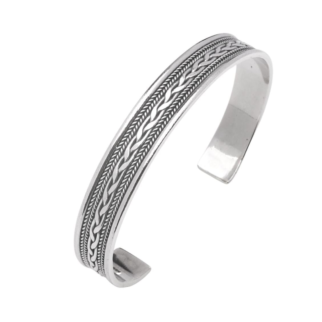 Treasure Bay Stunning Mens Solid 925 Sterling Silver Bangle Bracelet