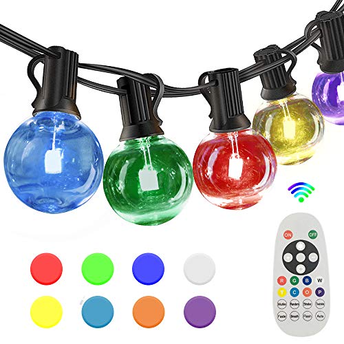 SUNTHIN 48FT Colored LED Outdoor String Lights for Holiday Party Lights