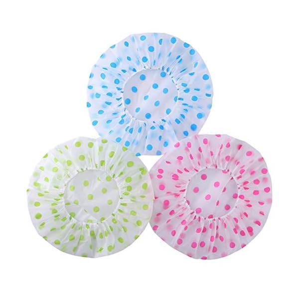 Woospa-Shower-Caps-for-WomenMen-3-Pack-Waterproof-Reusable-Bath-Cap-30cm-Width-with-Elastic-Band Woospa Shower Caps for Women/Men 3 Pack Waterproof & Reusable Bath Cap 30cm Width with Elastic Band (Pack of 3)