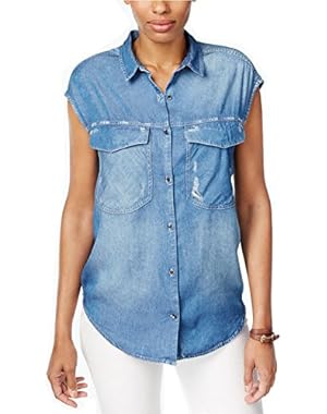 Jeans Sleeveless Denim Shirt