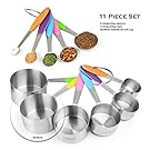 New Version 11 Piece Measuring Set By Laxinis World | Sturdy Stainless Steel Stackable 6 Measuring Cups and 5 Measuring Spoons With Soft Silicone Handles To Measure Dry and Liquid Ingredients