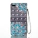 iPhone 7 Plus Case,iPhone 8 Plus Case,Flexible Detachable Wallet Scratch Resistant Protective Cover Card Holder 3D Painted Magnetic Premium PU Leather Case Pocket for Apple iPhone 7 Plus-Blue Flower