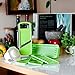 Mandoline Slicer Set with Stainless Steel Blades, Handguard and Food Safe Plastic Container, 4 Different Slicers for Fruits, Vegetables and Cheeses (Green)