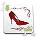 Doreen Erhardt Animal Print Collection - Hot Red Cheetah Print Stiletto High Heel with Swirls and White - 10x10 Inch Puzzle (pzl_244691_2)