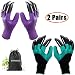 Garden Genie Gloves, Waterproof Garden Gloves with Claw For Digging Planting, Best Gardening Gifts for Women and Men. (Purple-Green)