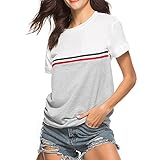 Women Blouse Casual Floral Stripe Print Patchwork Sleeveless T Shirt