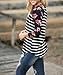 Sarin Mathews Women's Crew Neck Stripes Printed Floral 3/4 Sleeve Tops T-Shirt Black XL