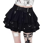 kakarin choyx Gothic Casual High Waisted Mini Skirts for Women Harajuku Vintage Streetwear Belt Drawstring Y2K Skirt