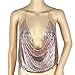 Mikey Store Women V-neck Halter Backless Chain Sequined Tank Vest (Free Size, Rose Gold)