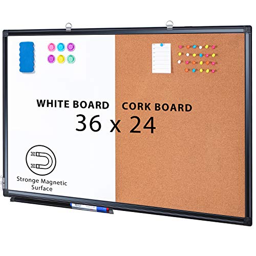 Combination Board, 36 x 24 Magnetic Whiteboard & Cork Board, Dry Erase Board Bulletin Combo Board for Home Office Classroom, Wall Mounted Memo Message Board - Thumbnail 7