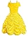 Princess Costume for Girls Birthday Party Fancy Dress Up with Accessories(Crown+Wand+Earrings+Gloves) Yellow