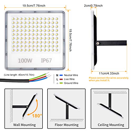Focos Led Exterior, 100W LED Foco Exterior de alto brillo,10000LM